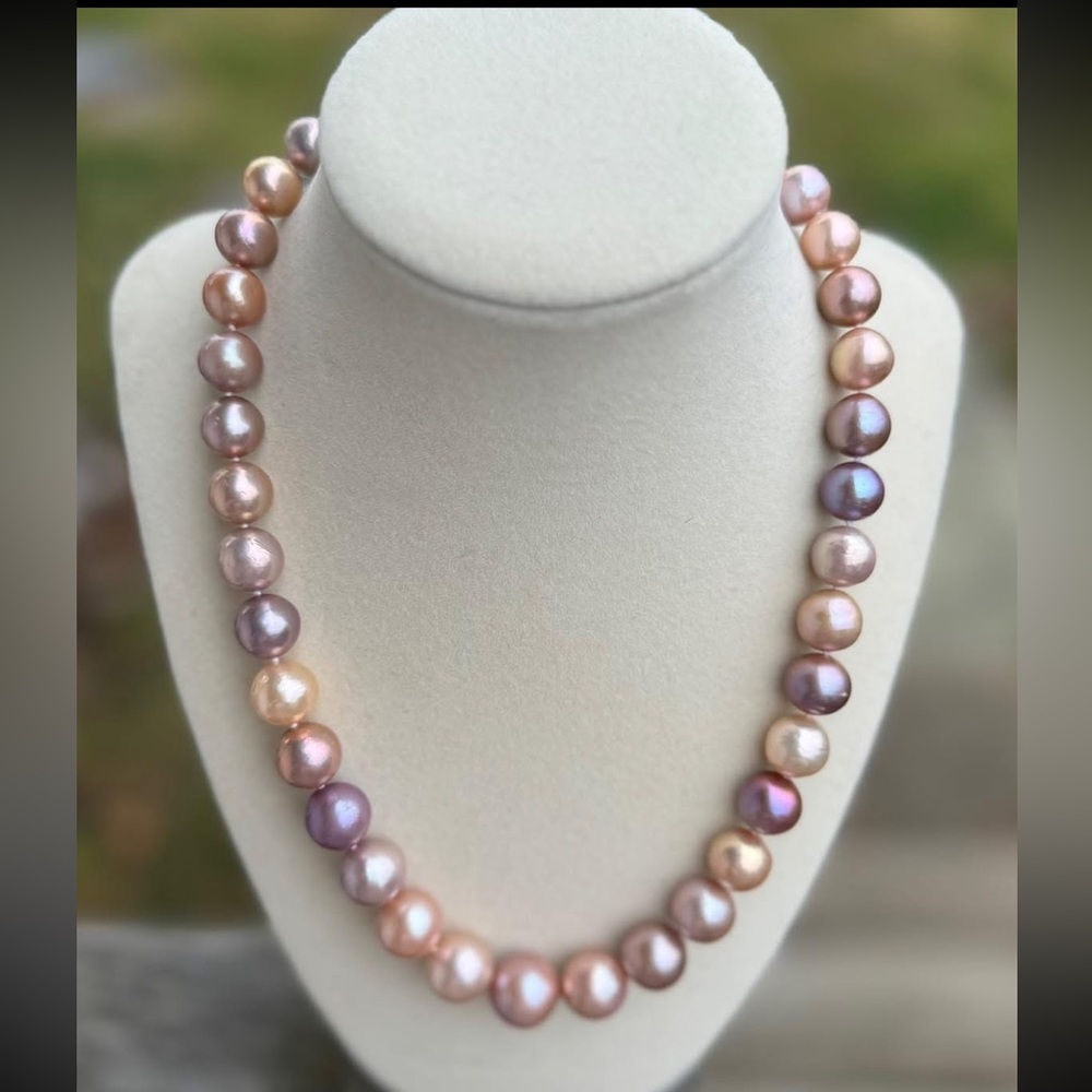 11–14mm Freshwater Multi-Color Bead Necklace with S925 Clasp